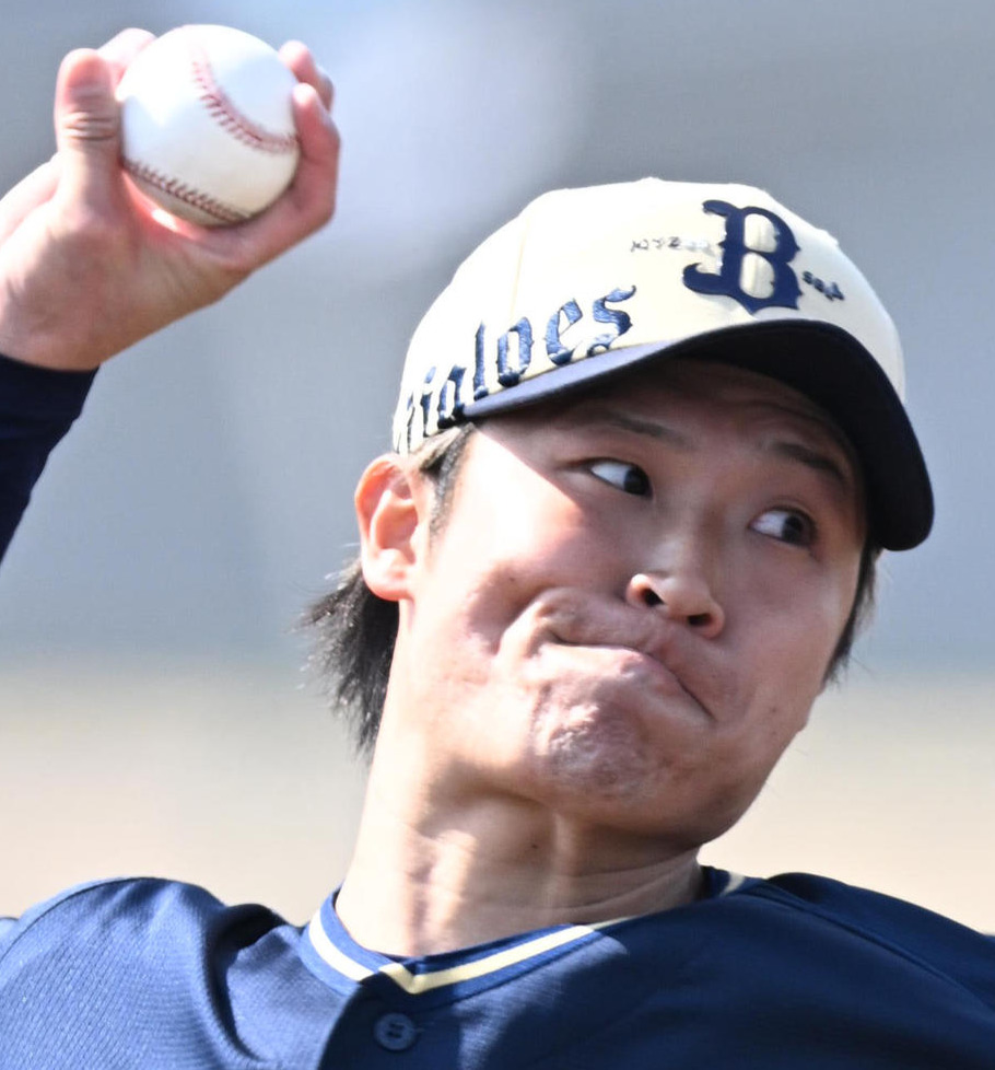 ライブBPに登板するオリックス阿部（撮影・和賀正仁）