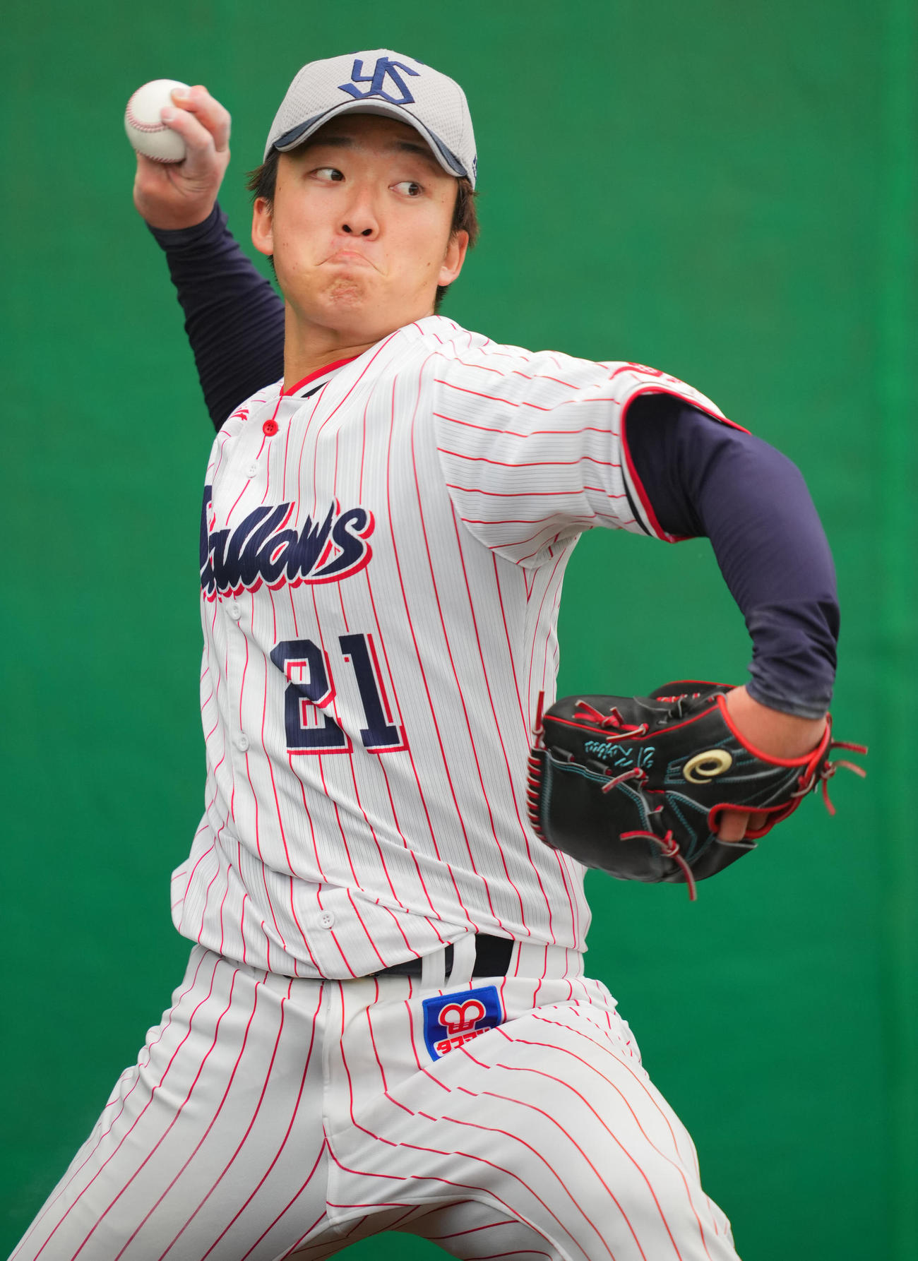 26日、ブルペン投球するヤクルト吉村（撮影・垰建太）