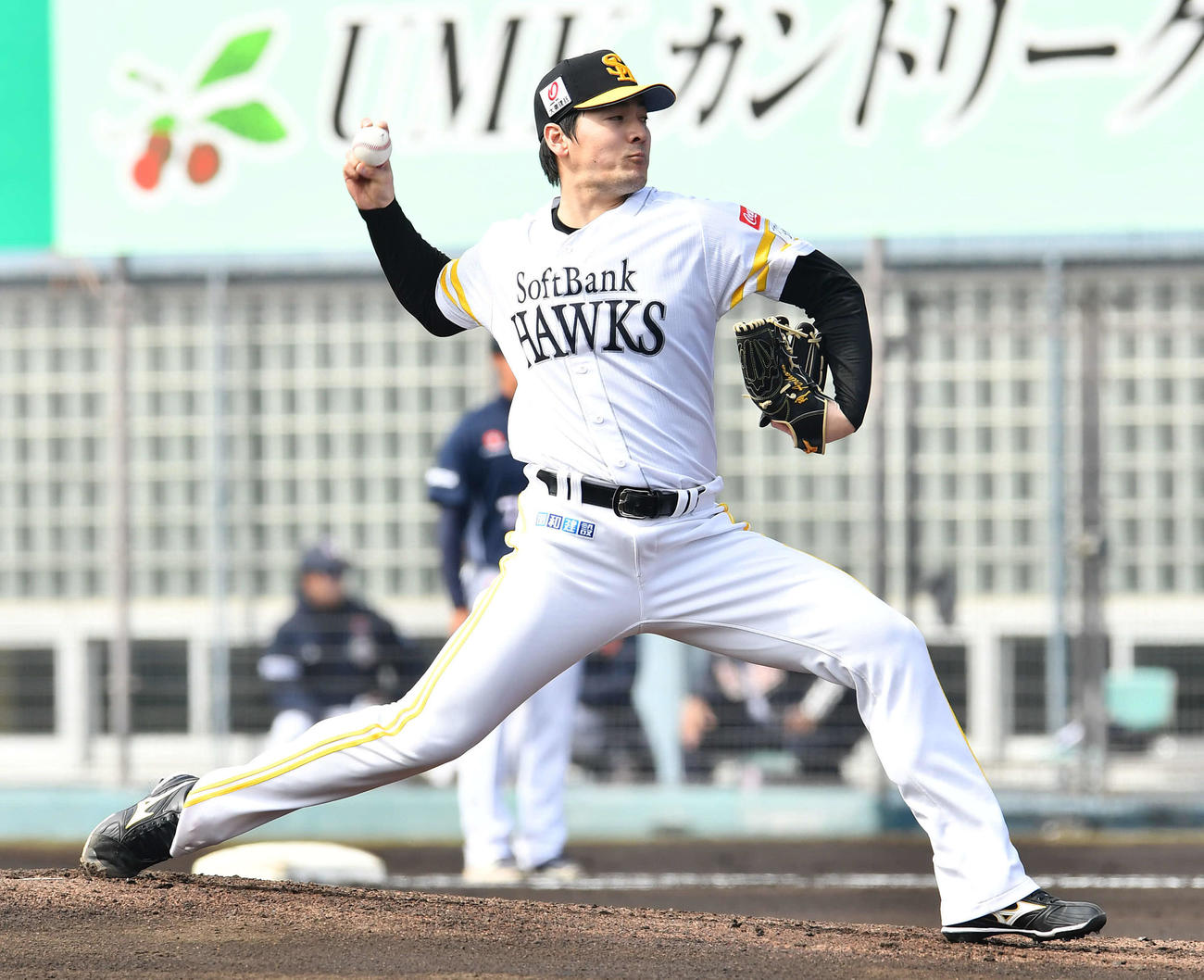 ソフトバンク対斗山　ソフトバンク先発の有原（撮影・岩下翔太）