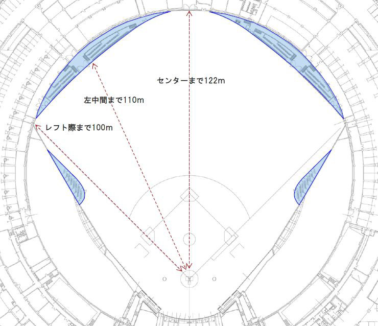 バンテリンドームの座席変更イメージ図案（中日ドラゴンズ球団提供