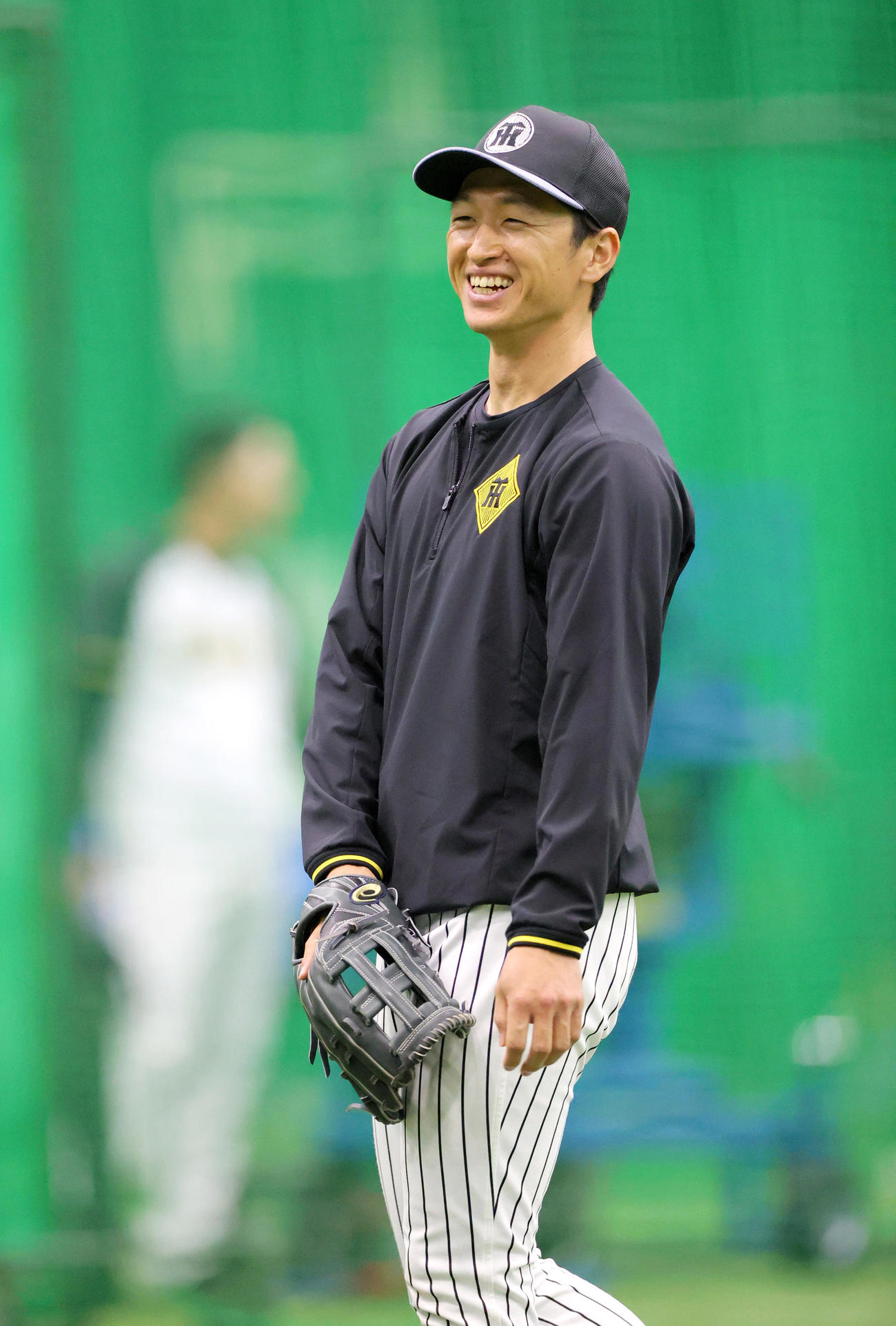 リラックスした表情を見せる阪神近本（撮影・上山淳一）