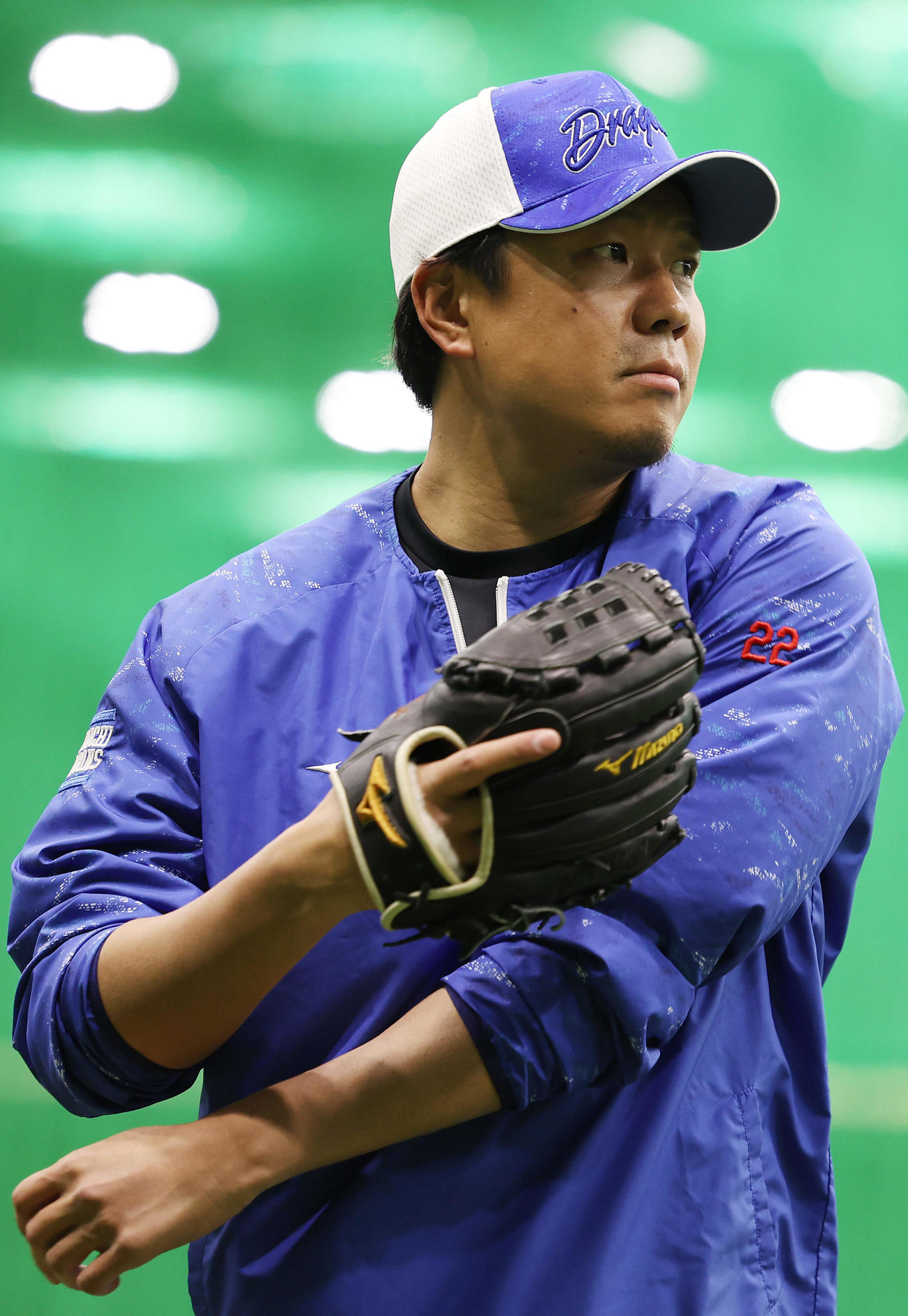 阪神対中日　キャッチボールする中日大野（撮影・前田充）