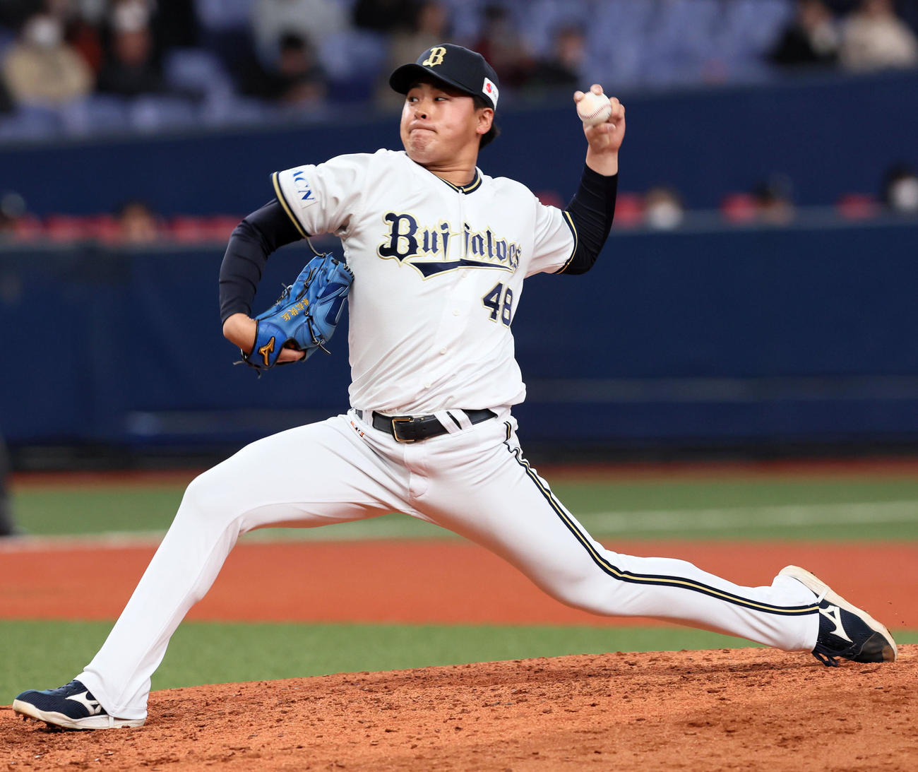オリックス対楽天　7回表、オリックス6番手で登板する東松（撮影・加藤哉）