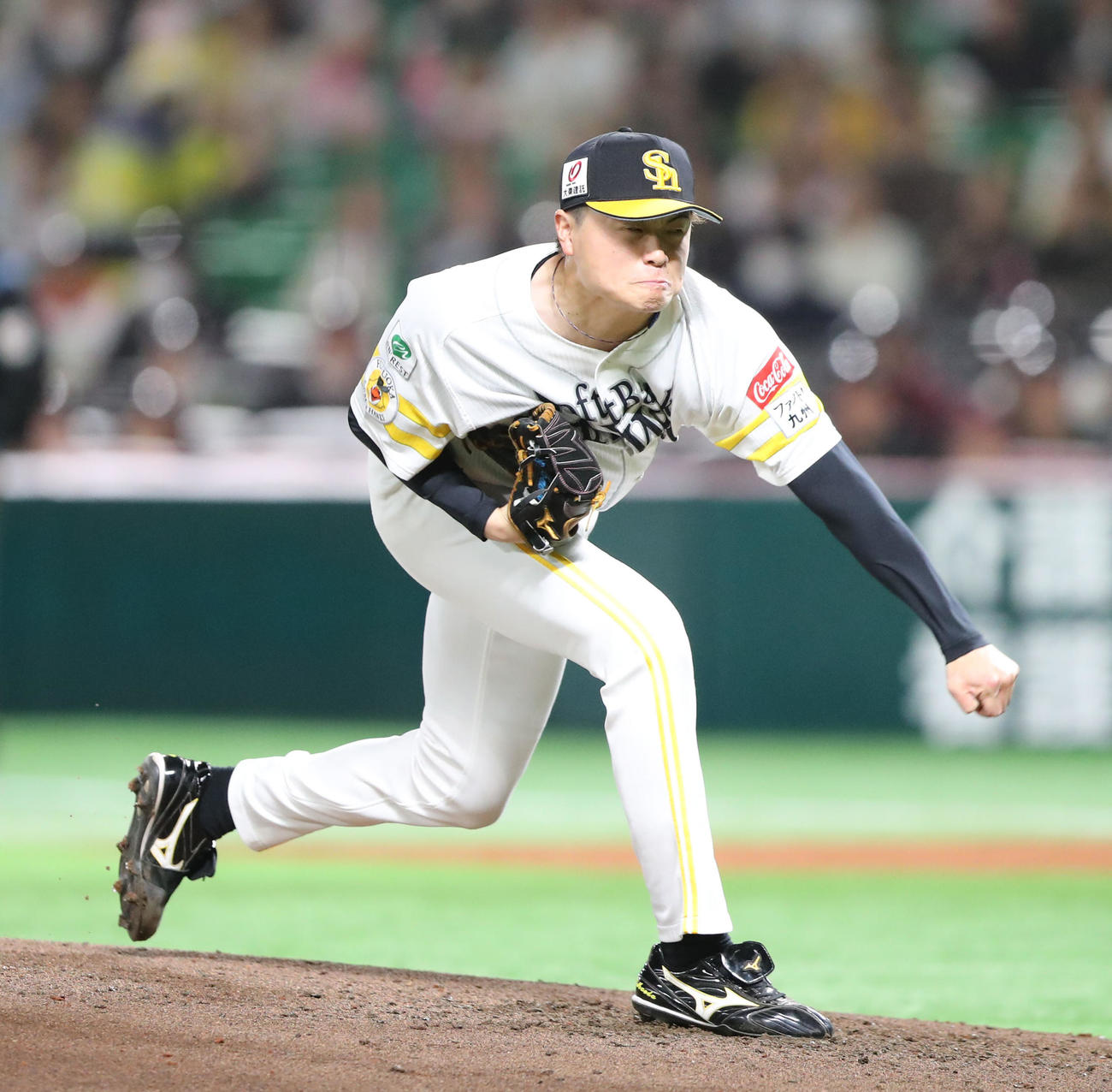ソフトバンク対ヤクルト　4回に登板した前田純（撮影・梅根麻紀）