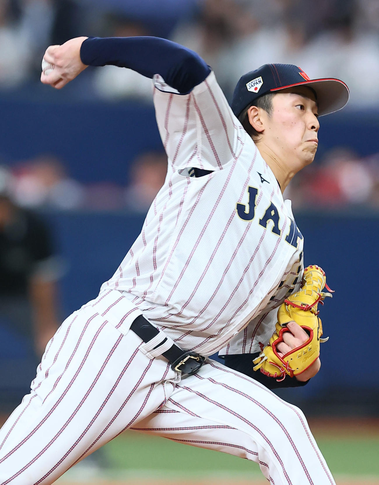 日本対オランダ　9回に登板した日本常広（撮影・藤尾明華）