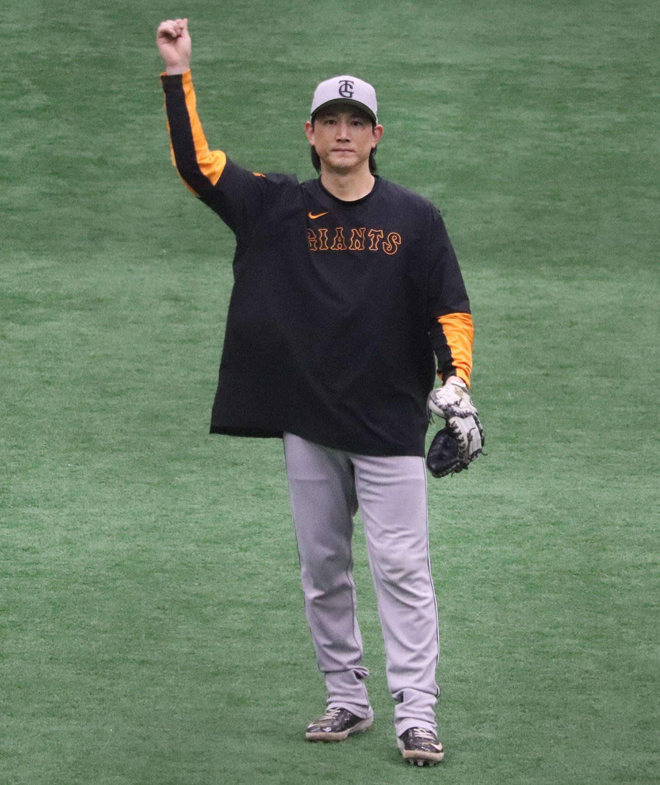 1軍に合流しジャイアンツ球場で行われた全体練習に参加した巨人小林（撮影・佐瀬百合子）