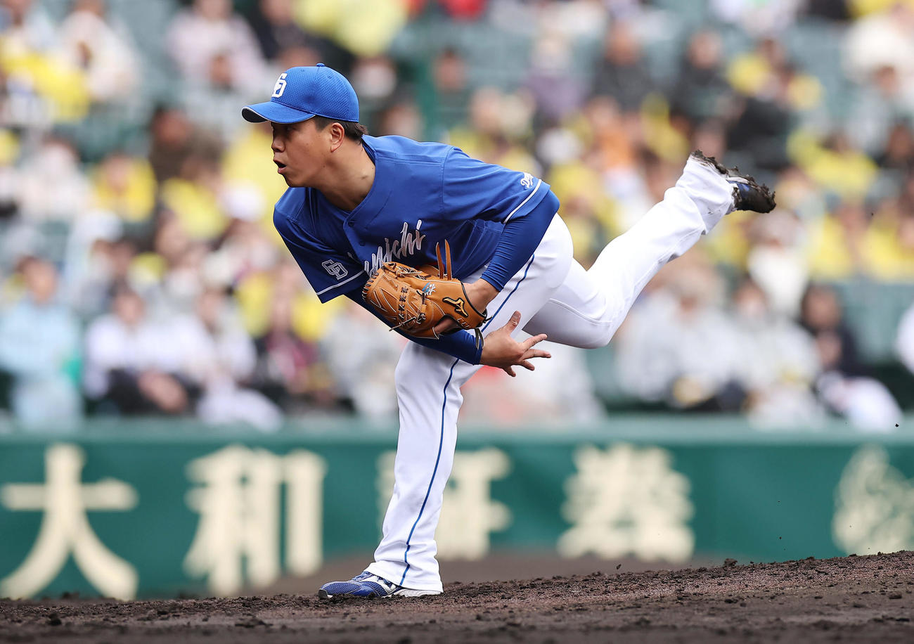 阪神対中日　中日2番手の柳（撮影・前田充）
