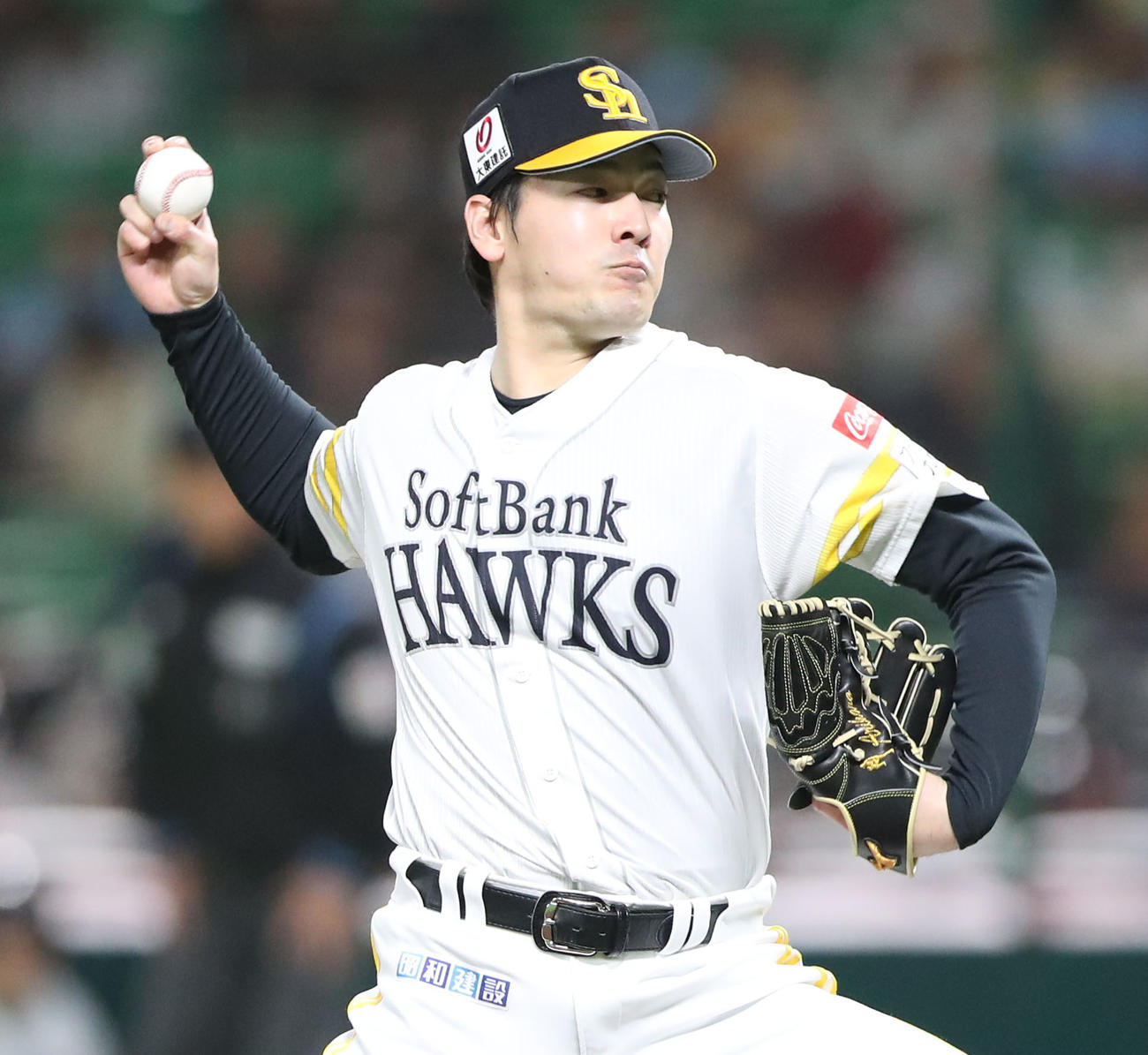 ソフトバンク対ヤクルト　先発・有原（撮影・梅根麻紀）