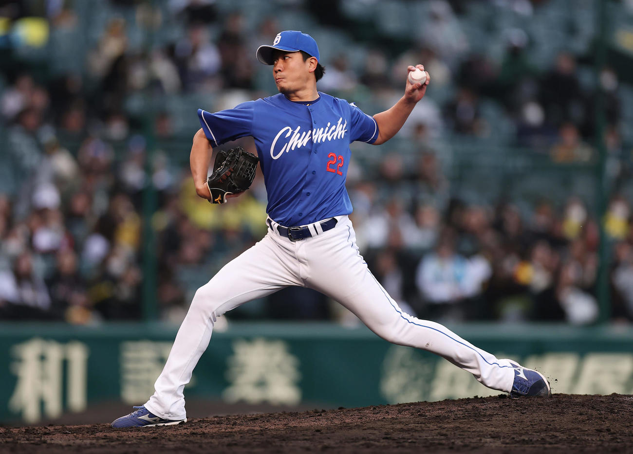 阪神対中日　中日3番手の大野（撮影・前田充）