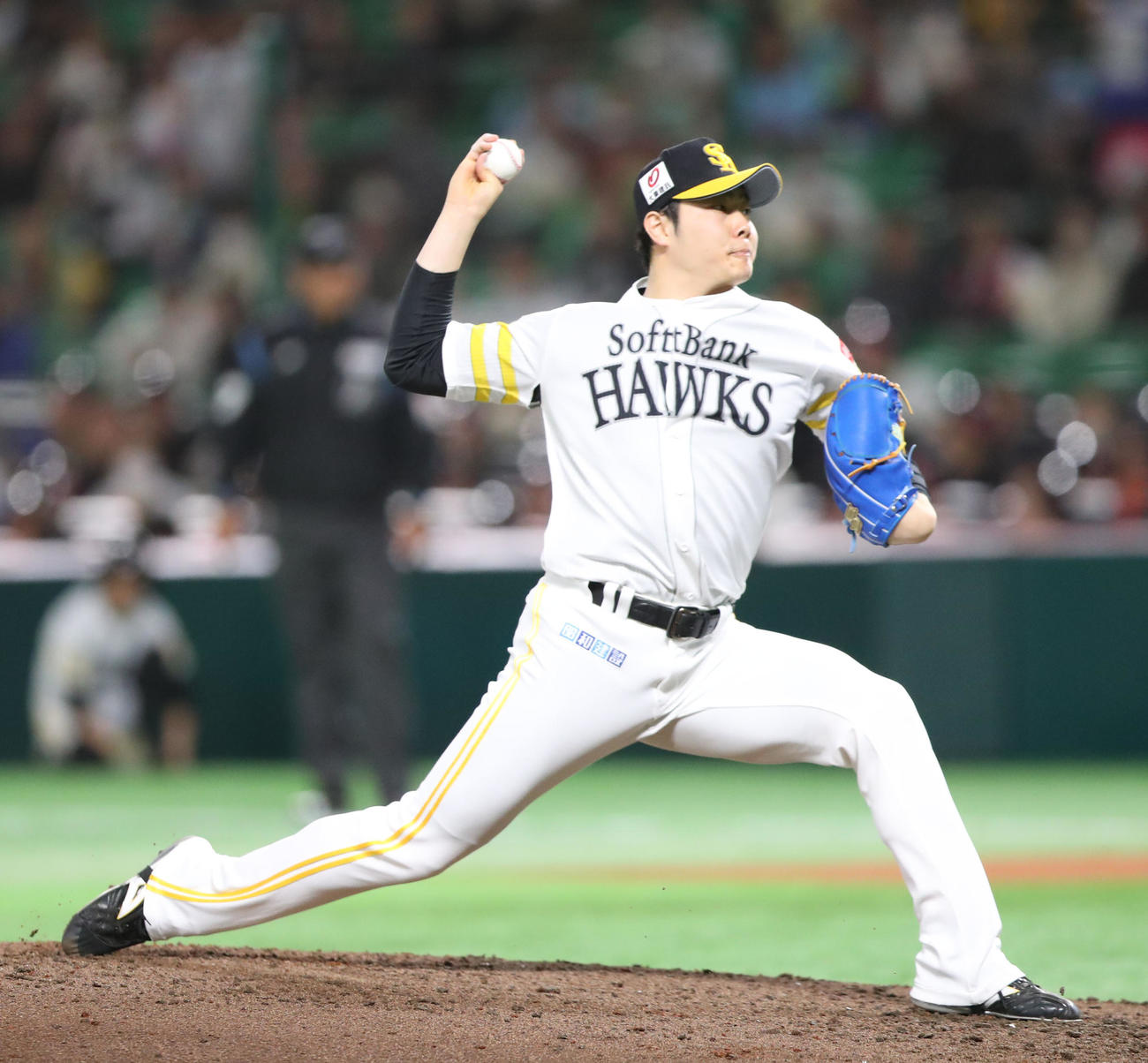 ソフトバンク対ヤクルト　6回に登板した松本裕（撮影・梅根麻紀）