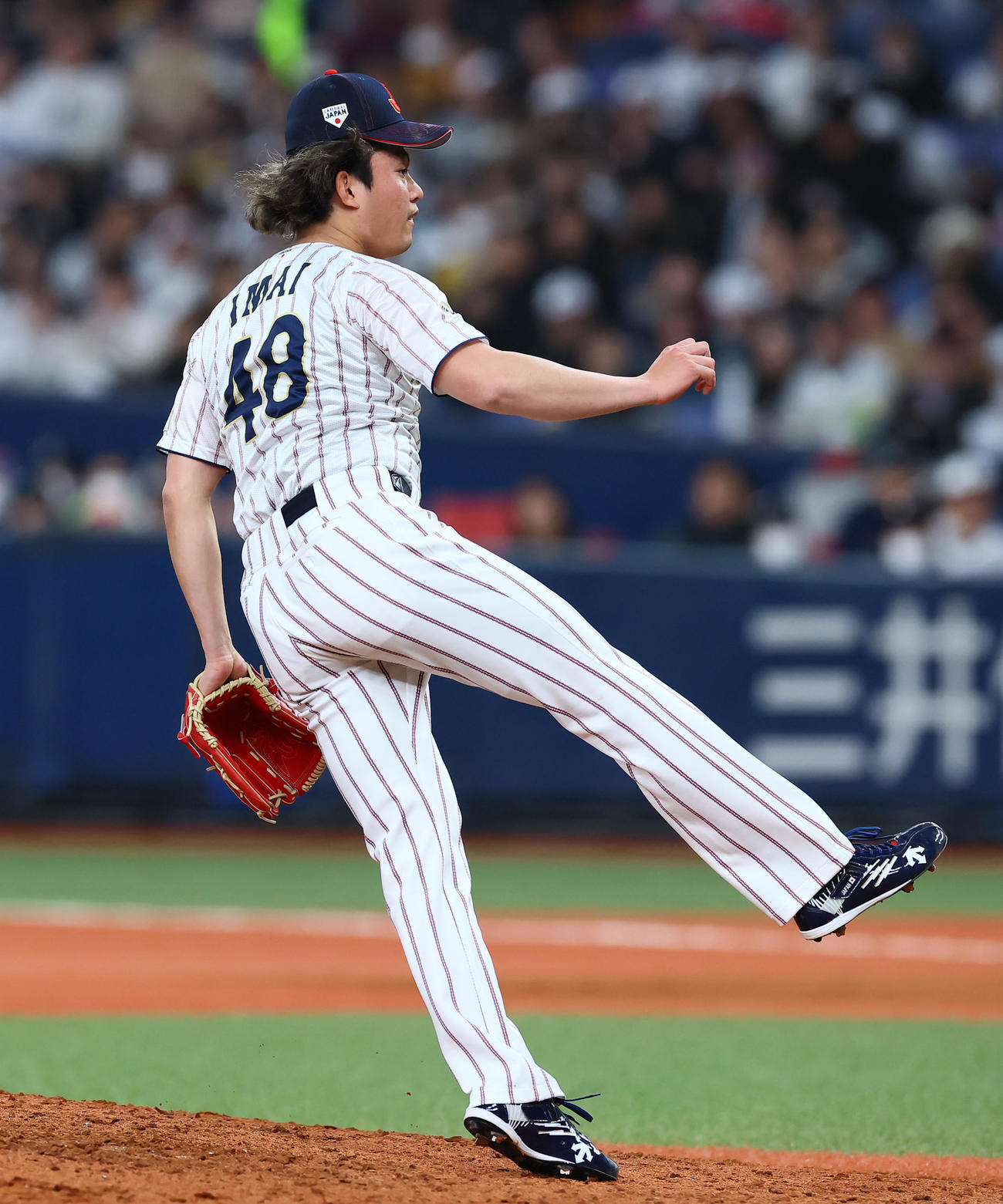 日本対オランダ　6回、4番手で登板した今井（撮影・藤尾明華）