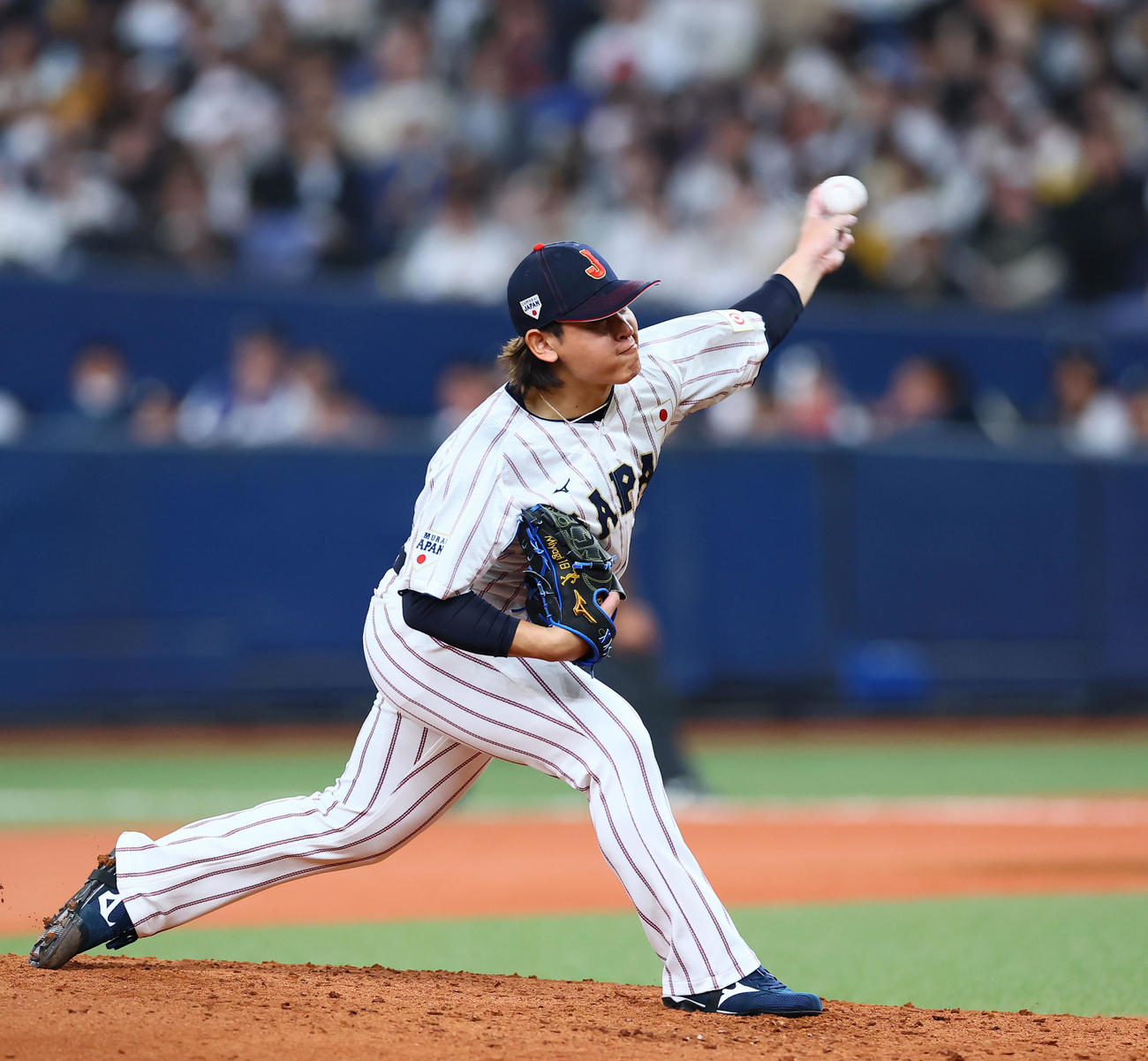 日本対オランダ　3回無安打無失点の好投を見せた日本宮城（撮影・藤尾明華）