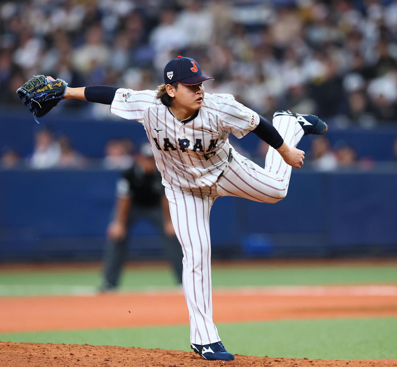 日本対オランダ　3回無安打無失点の好投を見せた日本宮城（撮影・藤尾明華）