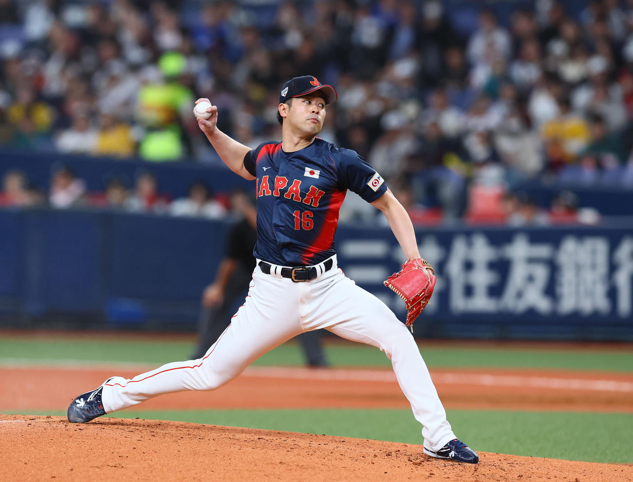 オランダ対日本　日本先発の種市（撮影・藤尾明華）