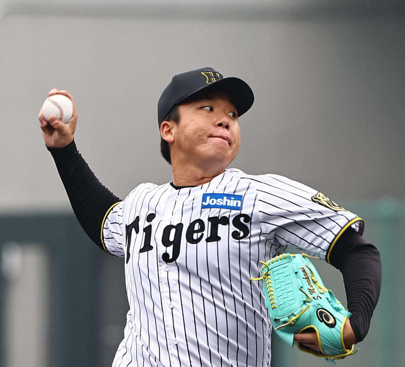 阪神対広島　2番手で登板する村上頌樹（撮影・上田博志）＝2025年3月2日、ゼロカーボンベースボールパーク