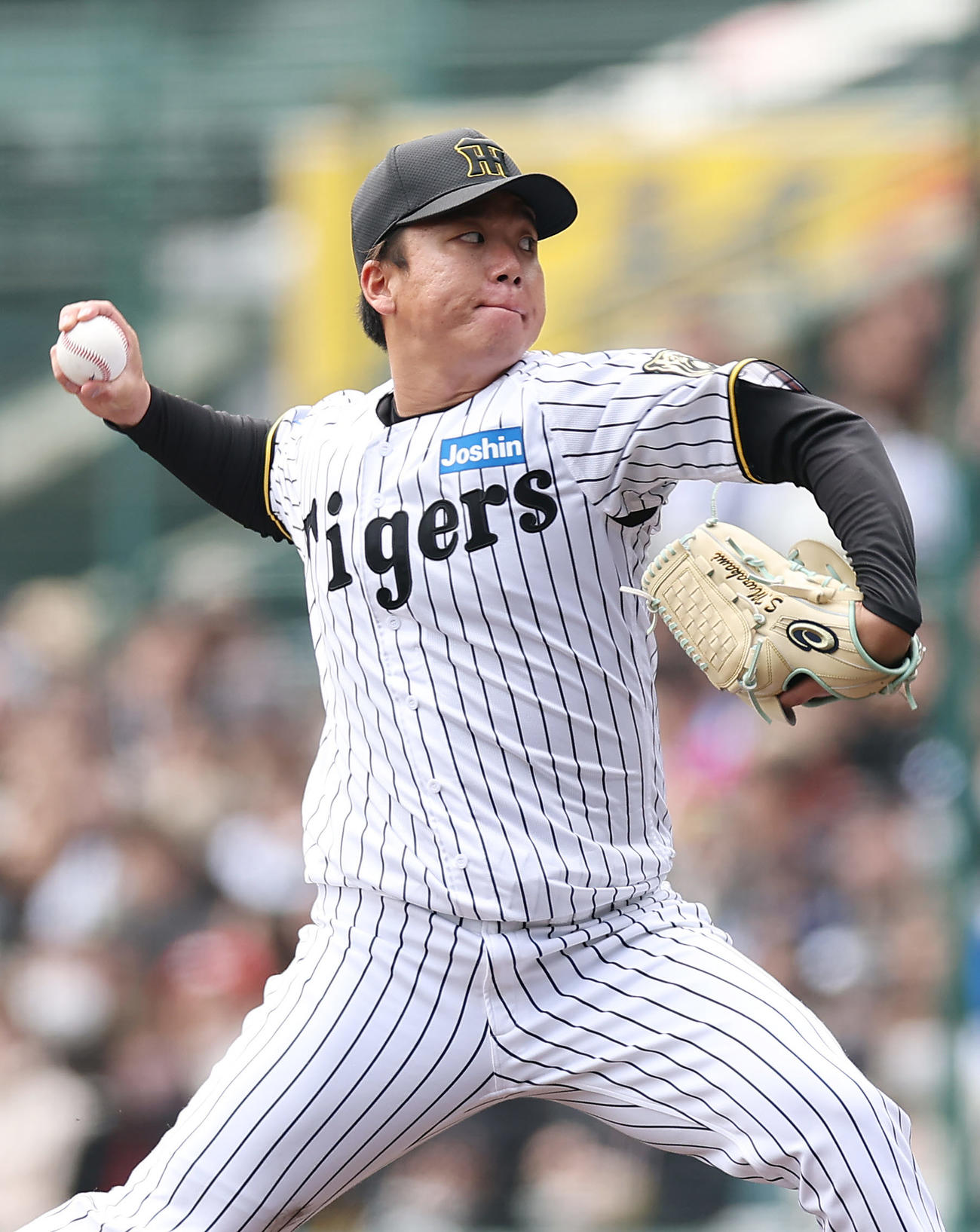 阪神対DeNA　力投する阪神先発の村上（撮影・前田充）