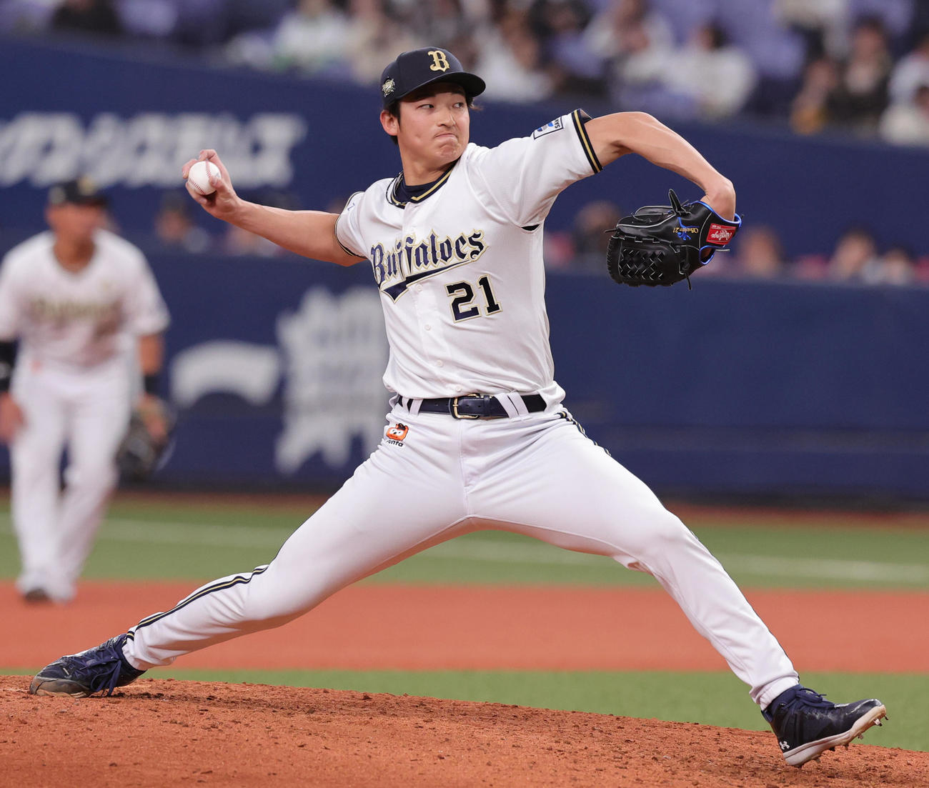 オリックス対巨人　力投するオリックス山崎颯（撮影・野上伸悟）