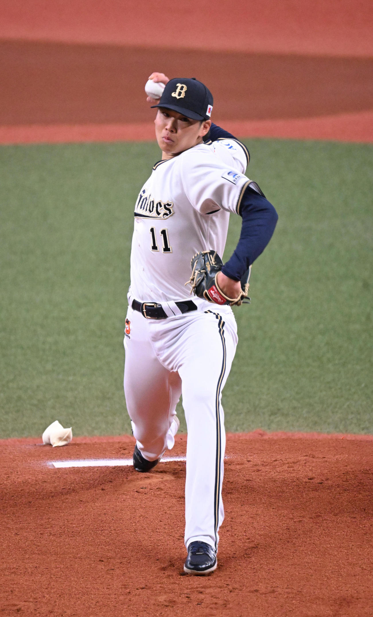 オリックス対巨人　先発するオリックス山下（撮影・和賀正仁）