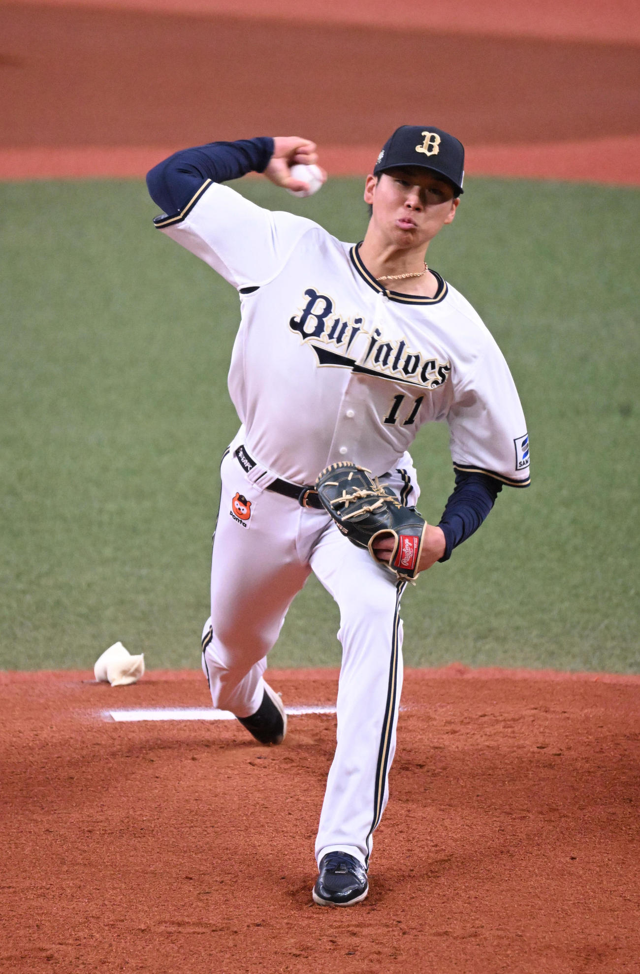 オリックス対巨人　先発するオリックス山下（撮影・和賀正仁）