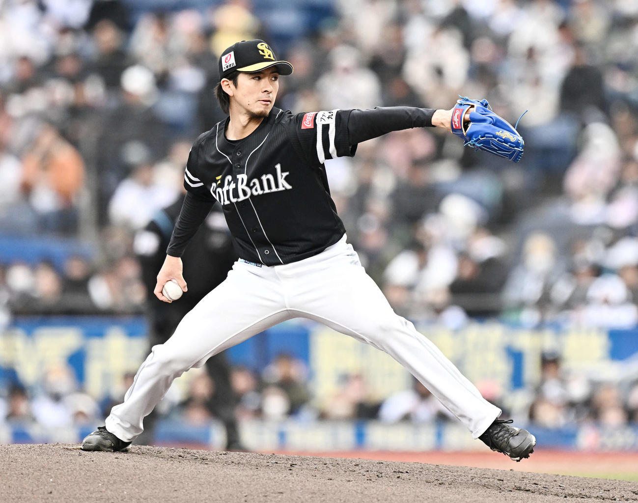ロッテ対ソフトバンク　ソフトバンク先発の上沢（撮影・滝沢徹郎）