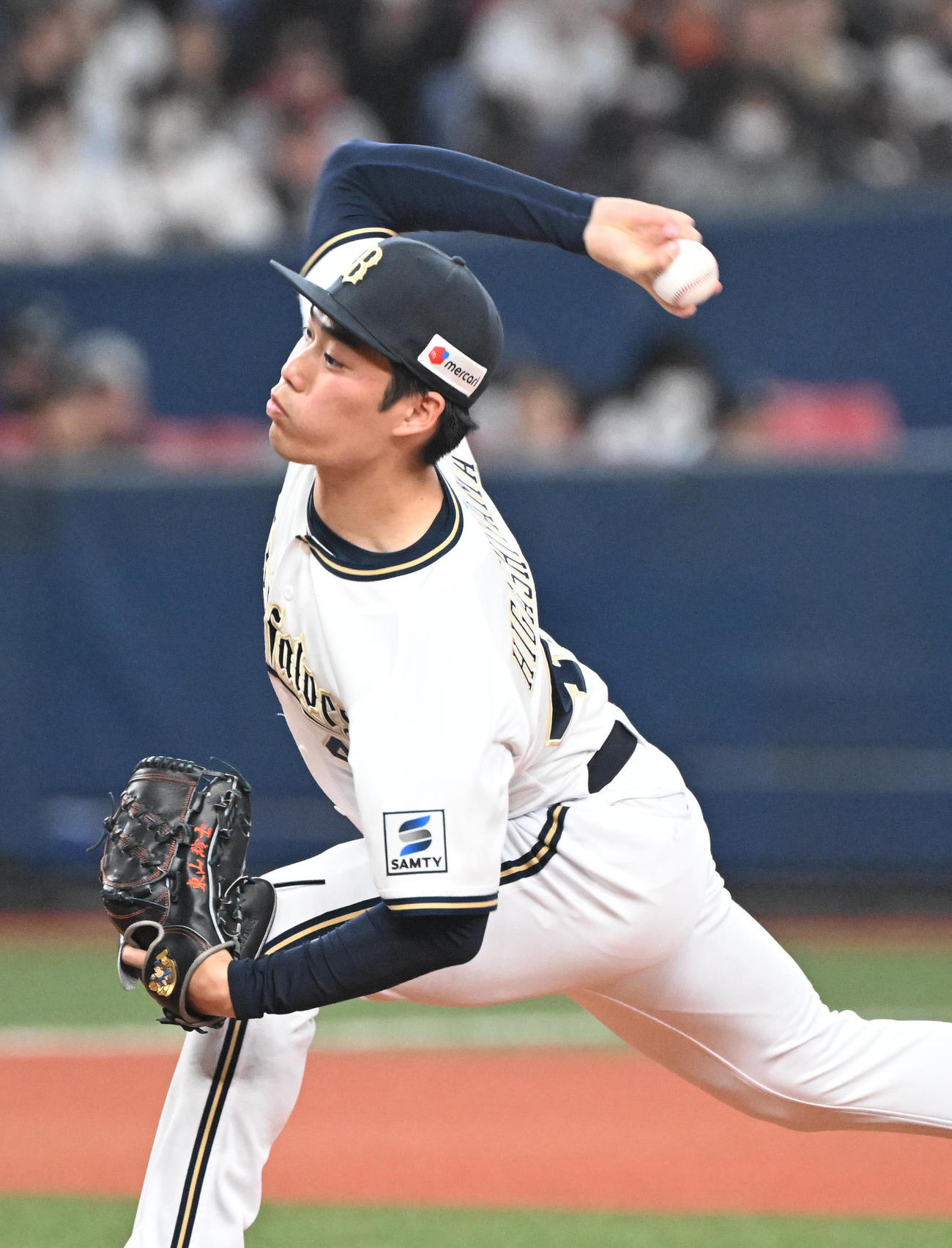 オリックス対巨人　6回に登板するオリックス東山（撮影・和賀正仁）