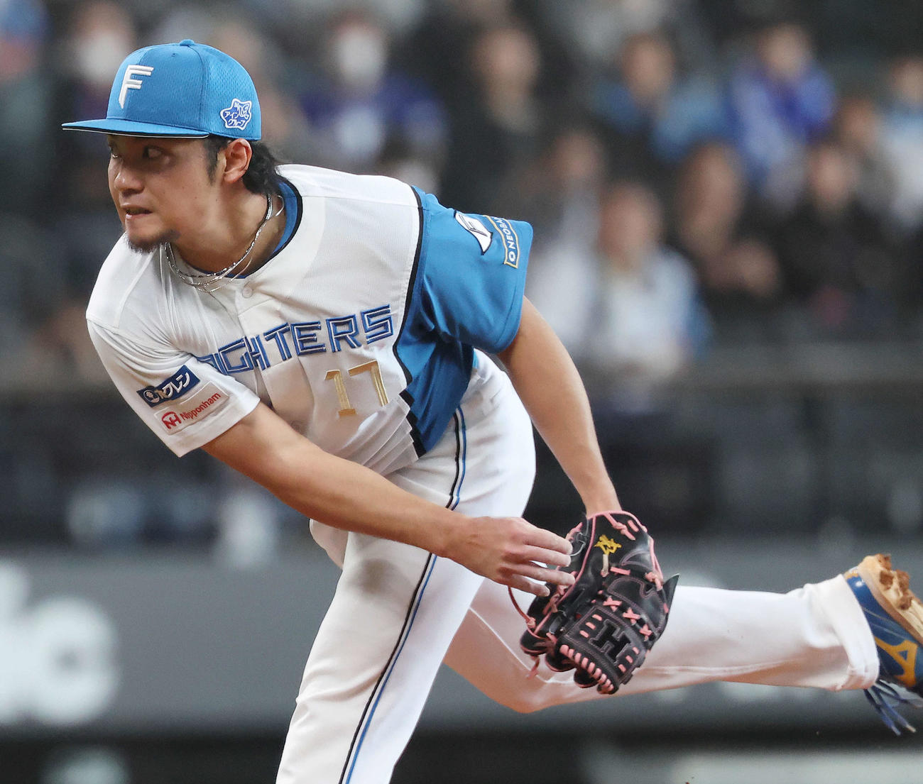 日本ハム対中日　6回表、日本ハム3番手で登板する伊藤（撮影・河田真司）