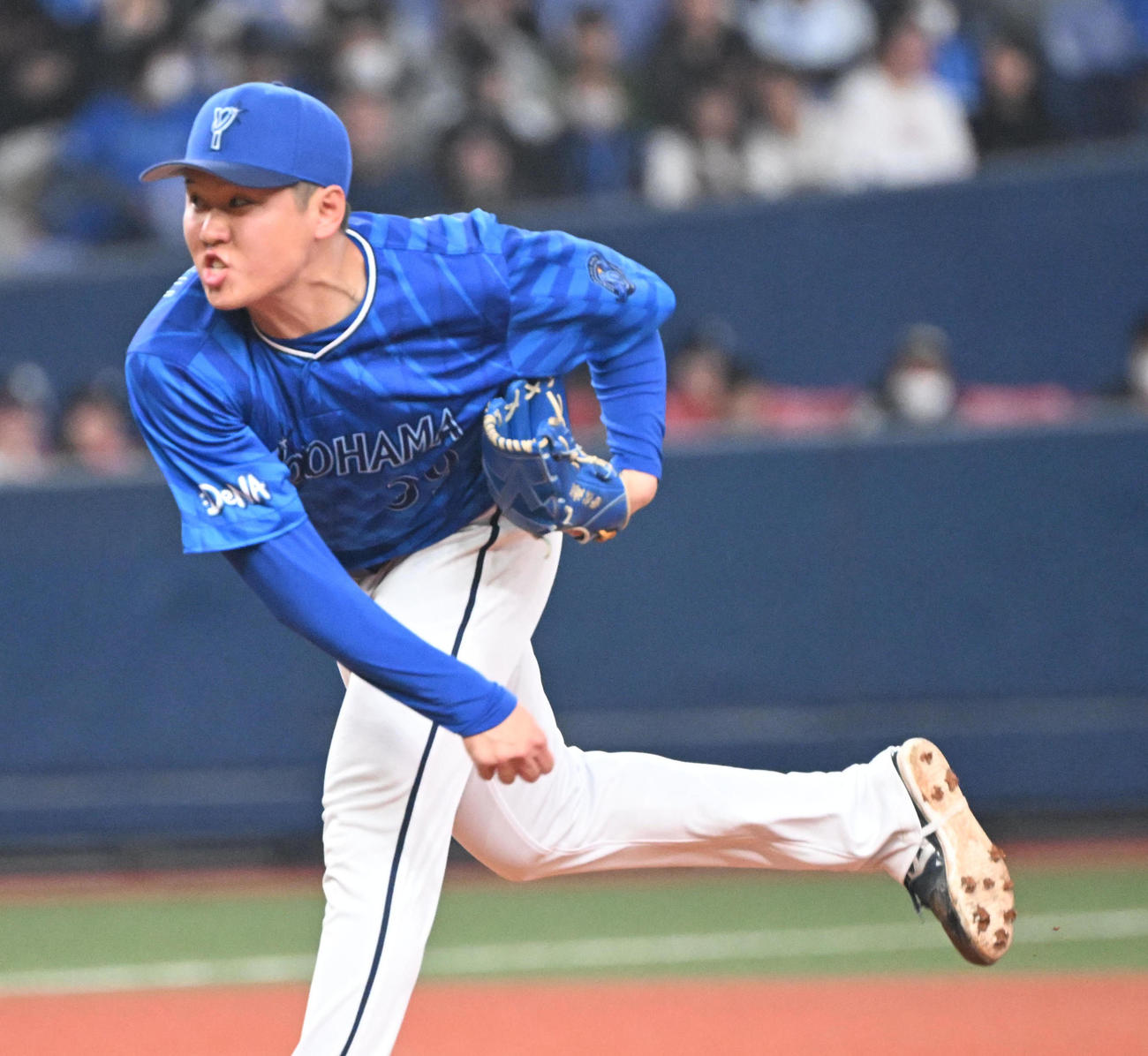 オリックス対DeNA 9回に登板するDeNA若松（撮影・和賀正仁）