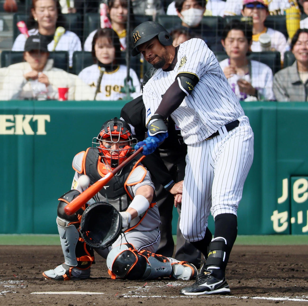 阪神対巨人　3回裏阪神無死、ヘルナンデスは左越え二塁打を放つ（撮影・加藤哉）