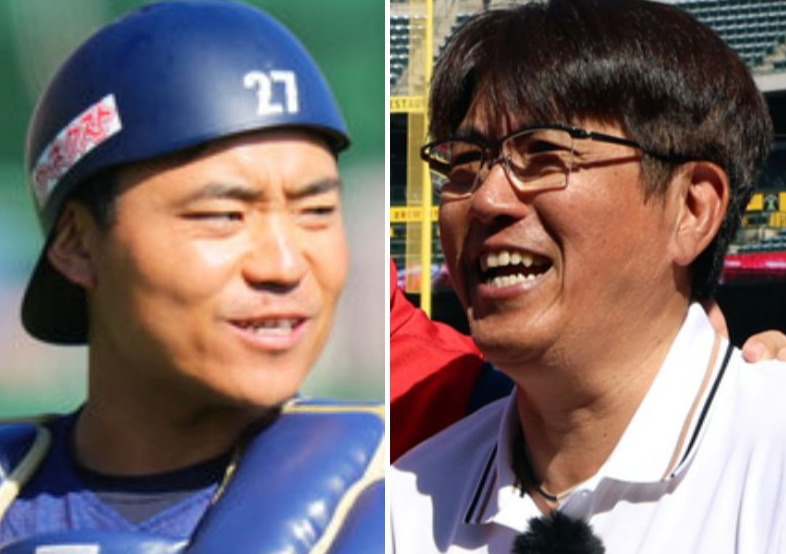 WBC優勝捕手の中村悠平（左）、とんねるず石橋貴明
