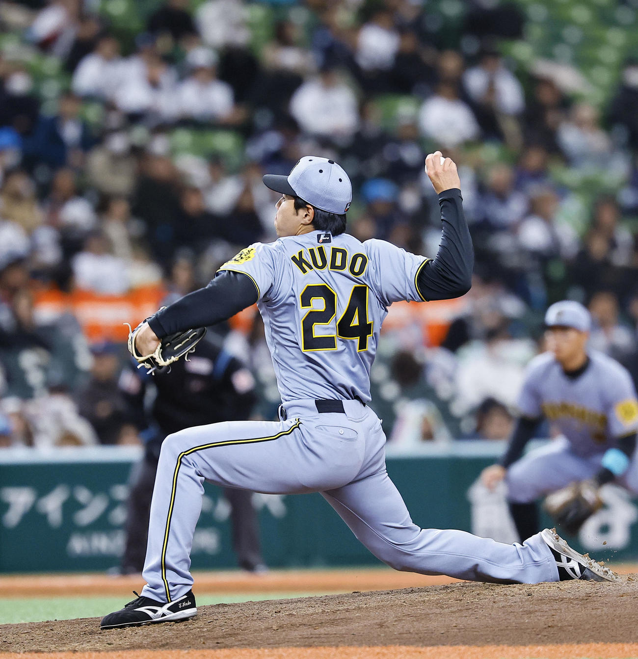 西武対阪神　5回、2番手で登板した阪神工藤（撮影・藤尾明華）