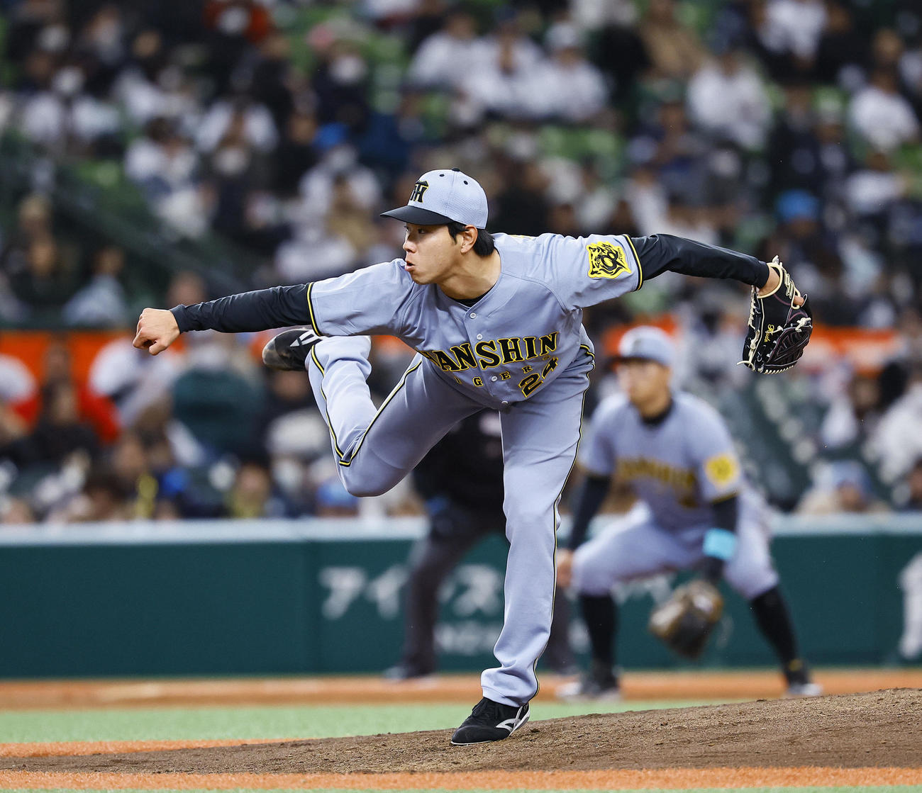 西武対阪神　5回、2番手で登板した阪神工藤（撮影・藤尾明華）