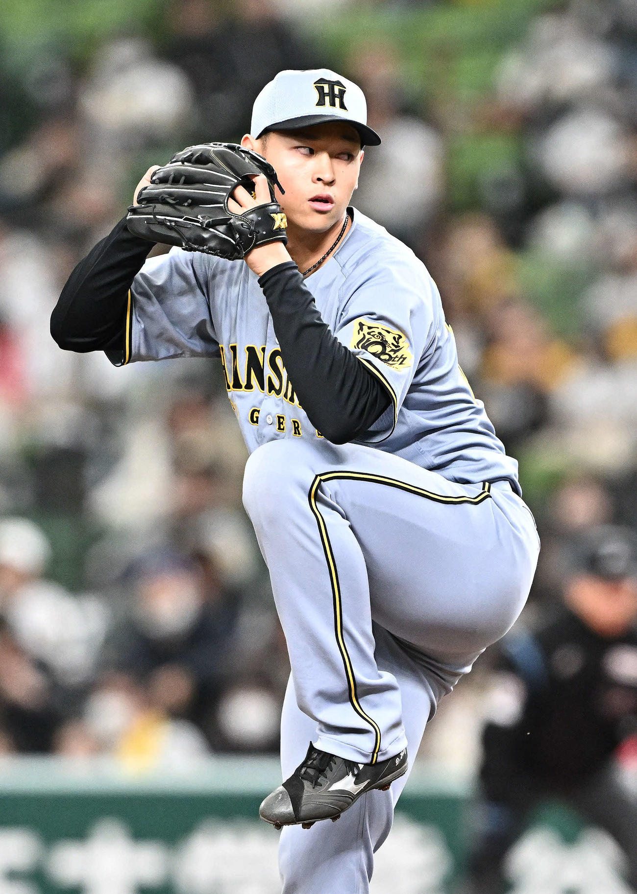 西武対阪神　阪神3番手で登板する早川（撮影・滝沢徹郎）