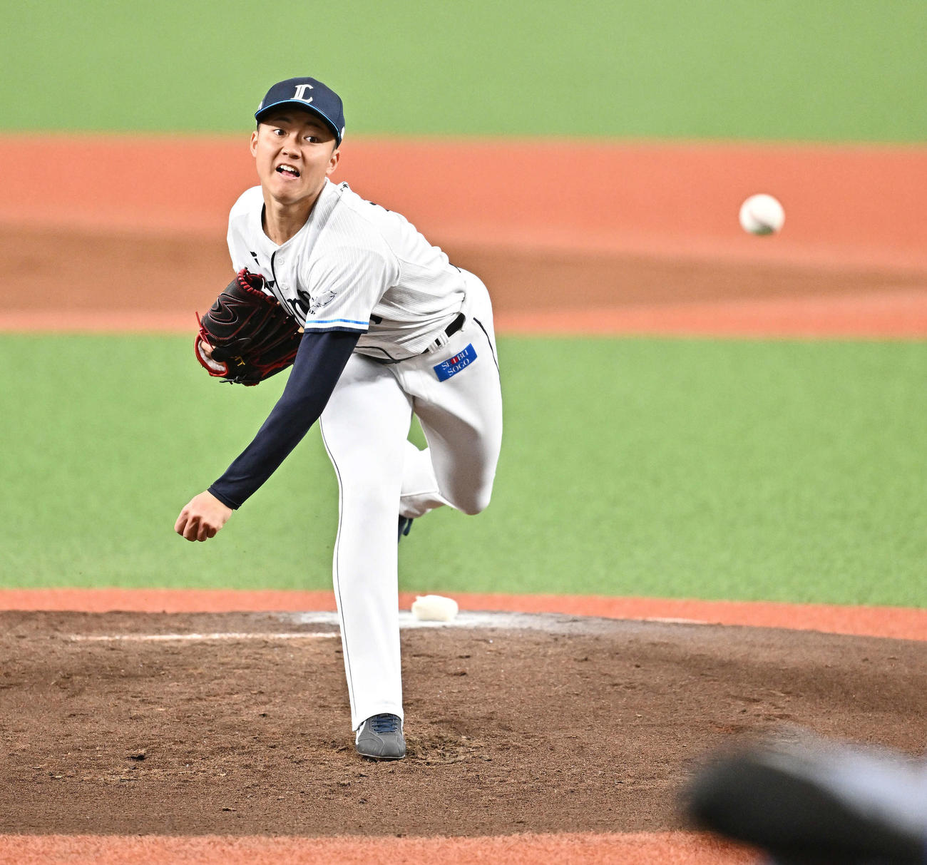 西武対阪神　西武先発の菅井（撮影・滝沢徹郎）