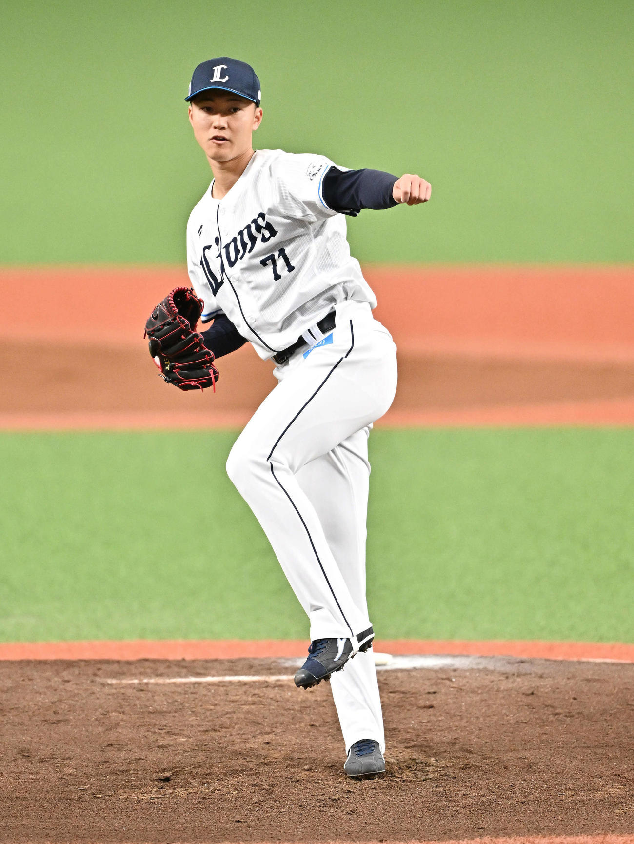西武対阪神　西武先発の菅井（撮影・滝沢徹郎）