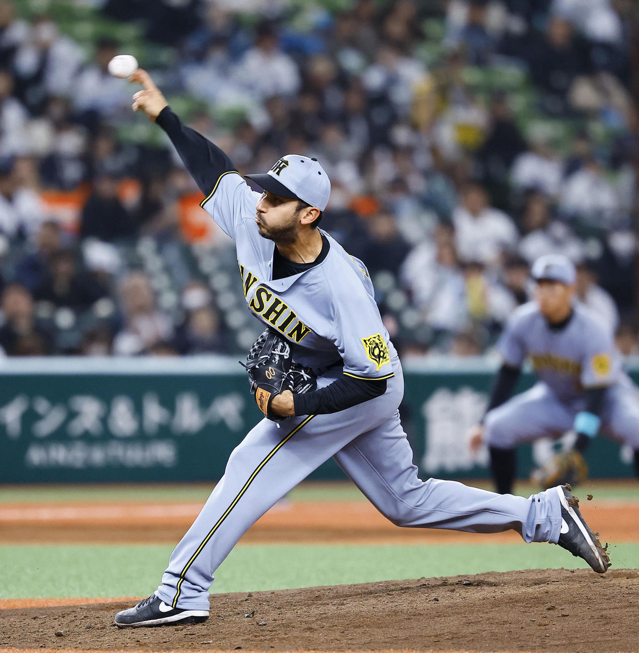 西武対阪神　5回、3番手で登板した阪神ゲラ（撮影・藤尾明華）