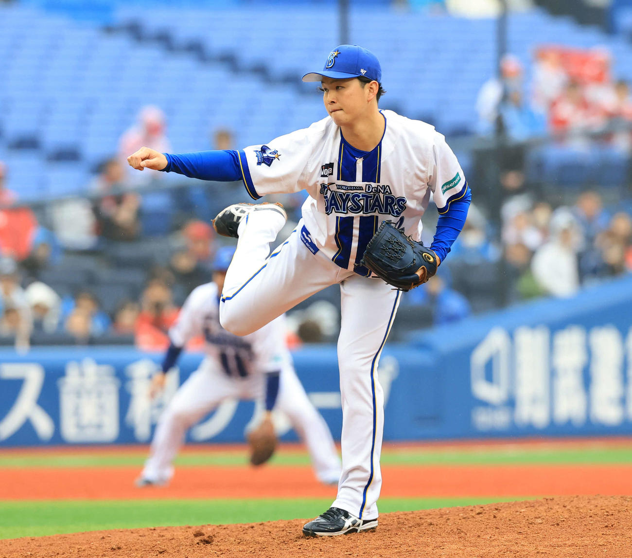 DeNA対広島　5回表広島の攻撃で登板する竹田（撮影・浅見桂子）