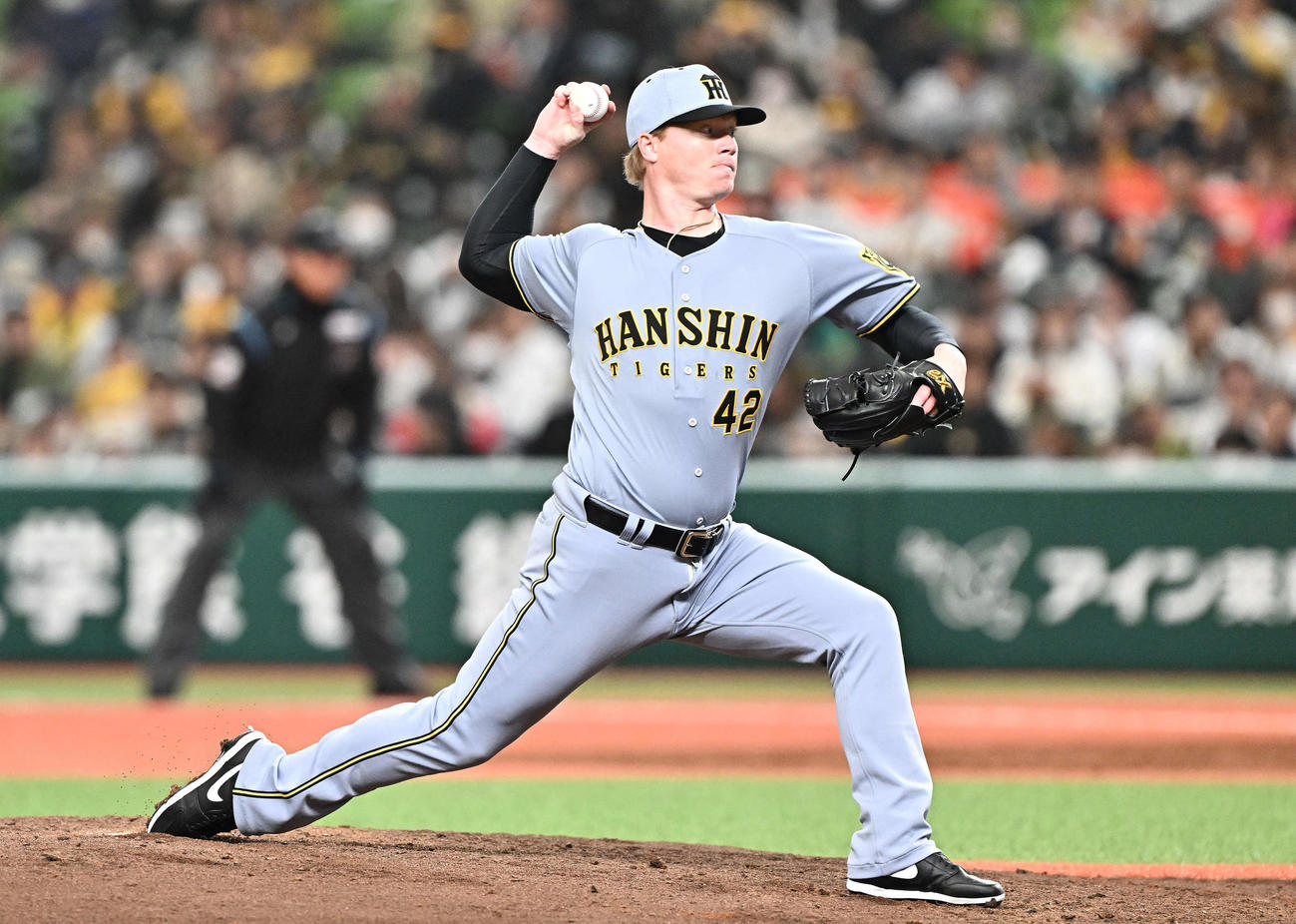 西武対阪神　阪神2番手で登板するネルソン（撮影・滝沢徹郎）