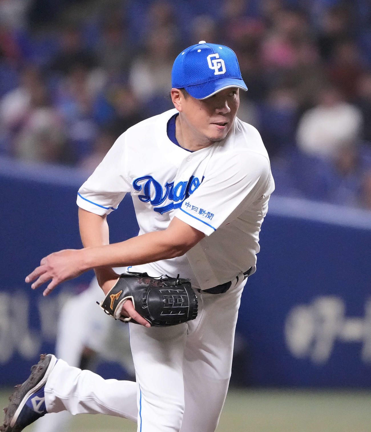 中日対オリックス　5回を無失点に抑えた中日先発の大野（撮影・森本幸一）