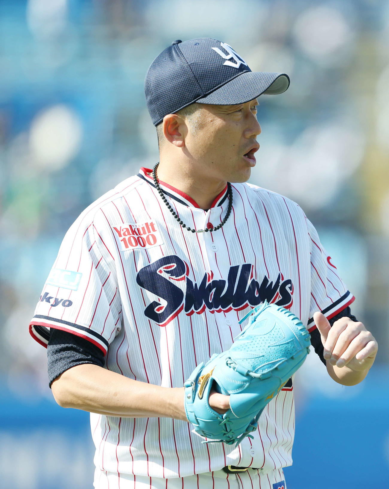 ヤクルト対オリックス　5回表を抑える石川（撮影・河田真司）