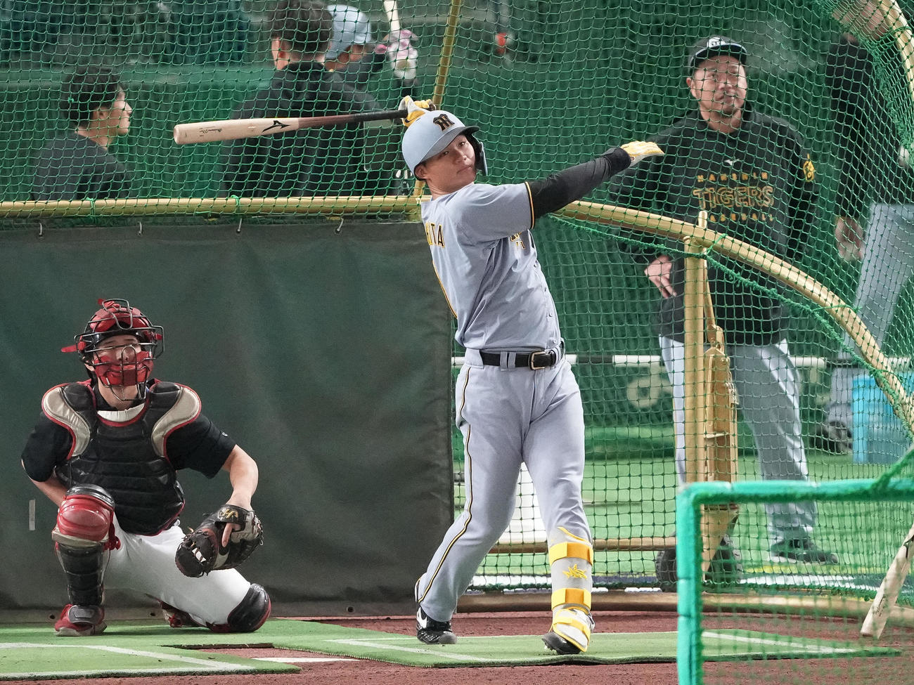 打撃練習する阪神森下（撮影・鈴木みどり）