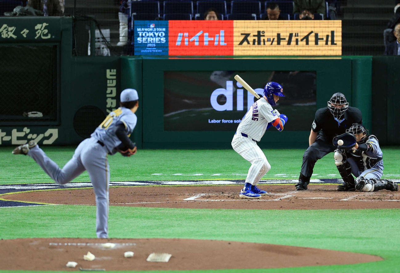 阪神対カブス　3回表カブス無死、クルーアームストロングは三振。投手門別（撮影・浅見桂子）
