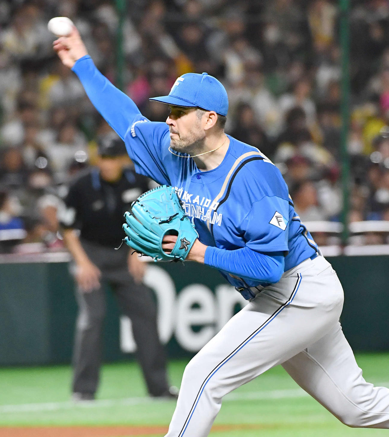 ソフトバンク対日本ハム　日本ハム先発のバーヘイゲン（撮影・岩下翔太