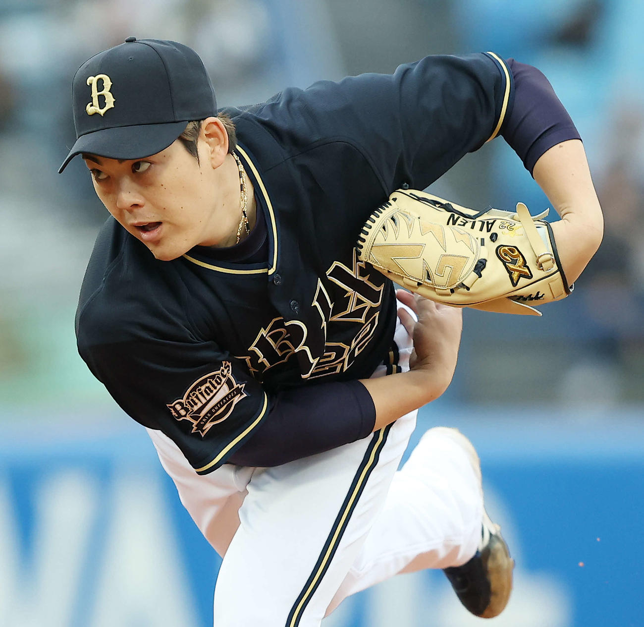 ヤクルト対オリックス　先発登板するオリックス九里（撮影・河田真司）