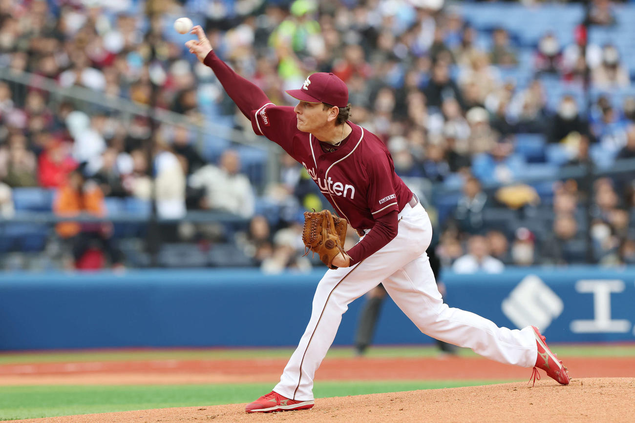 DeNA対楽天　楽天先発のハワード（撮影・宮地輝）