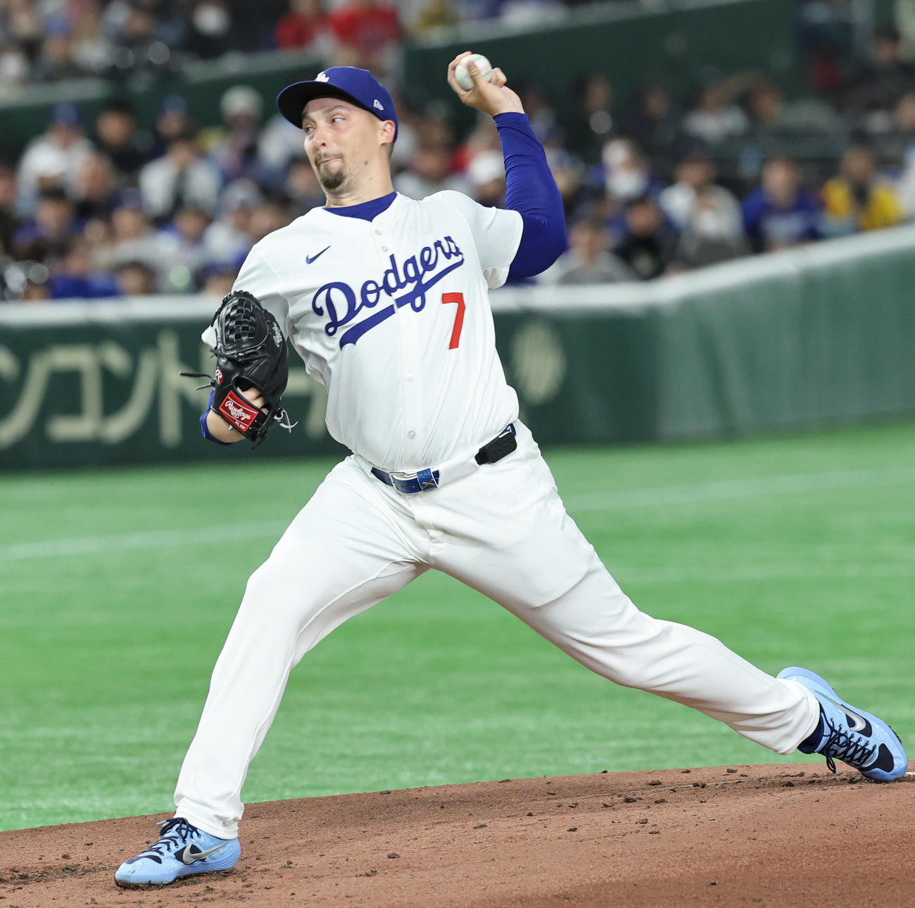 阪神対ドジャース　ドジャース先発のブレーク・スネル（撮影・野上伸悟）