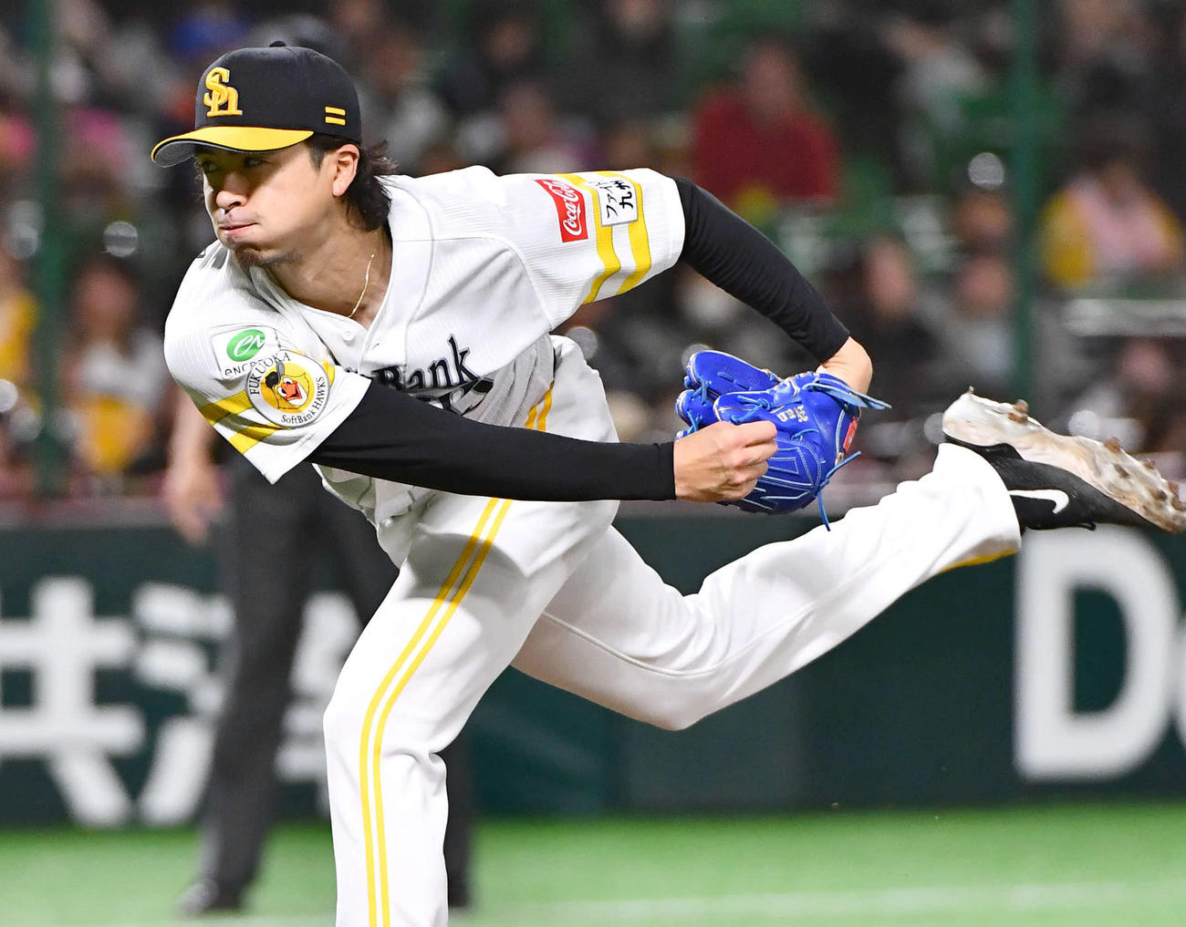 ソフトバンク対日本ハム　ソフトバンク先発の上沢（撮影・岩下翔太）