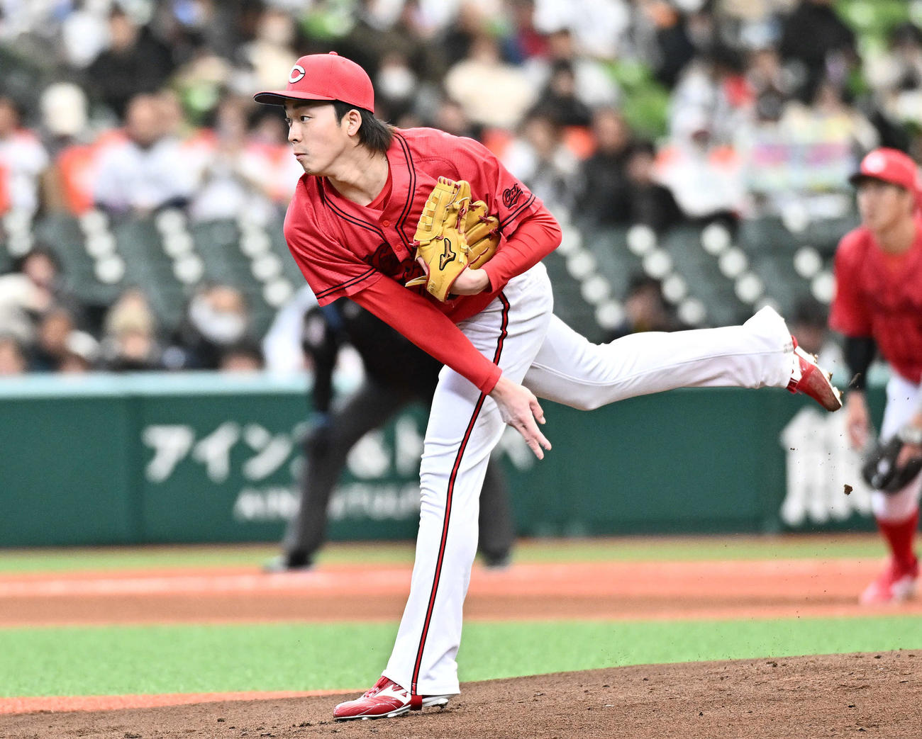 西武対広島　広島先発の常広（撮影・滝沢徹郎）