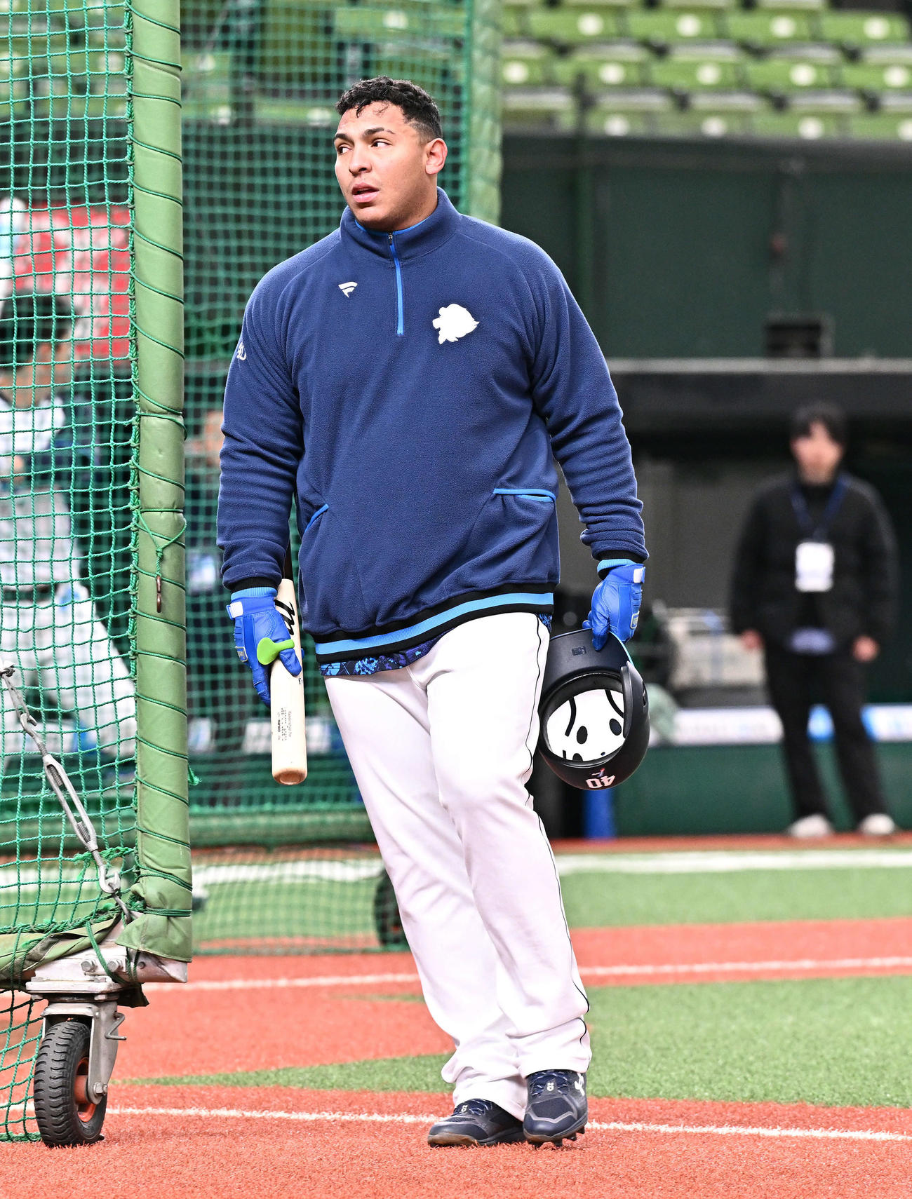 西武対広島　試合前練習に参加した西武セデーニョ（撮影・滝沢徹郎）