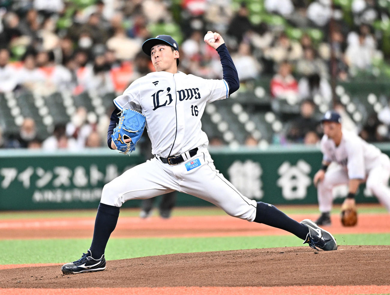 西武対広島　西武先発の隅田（撮影・滝沢徹郎）