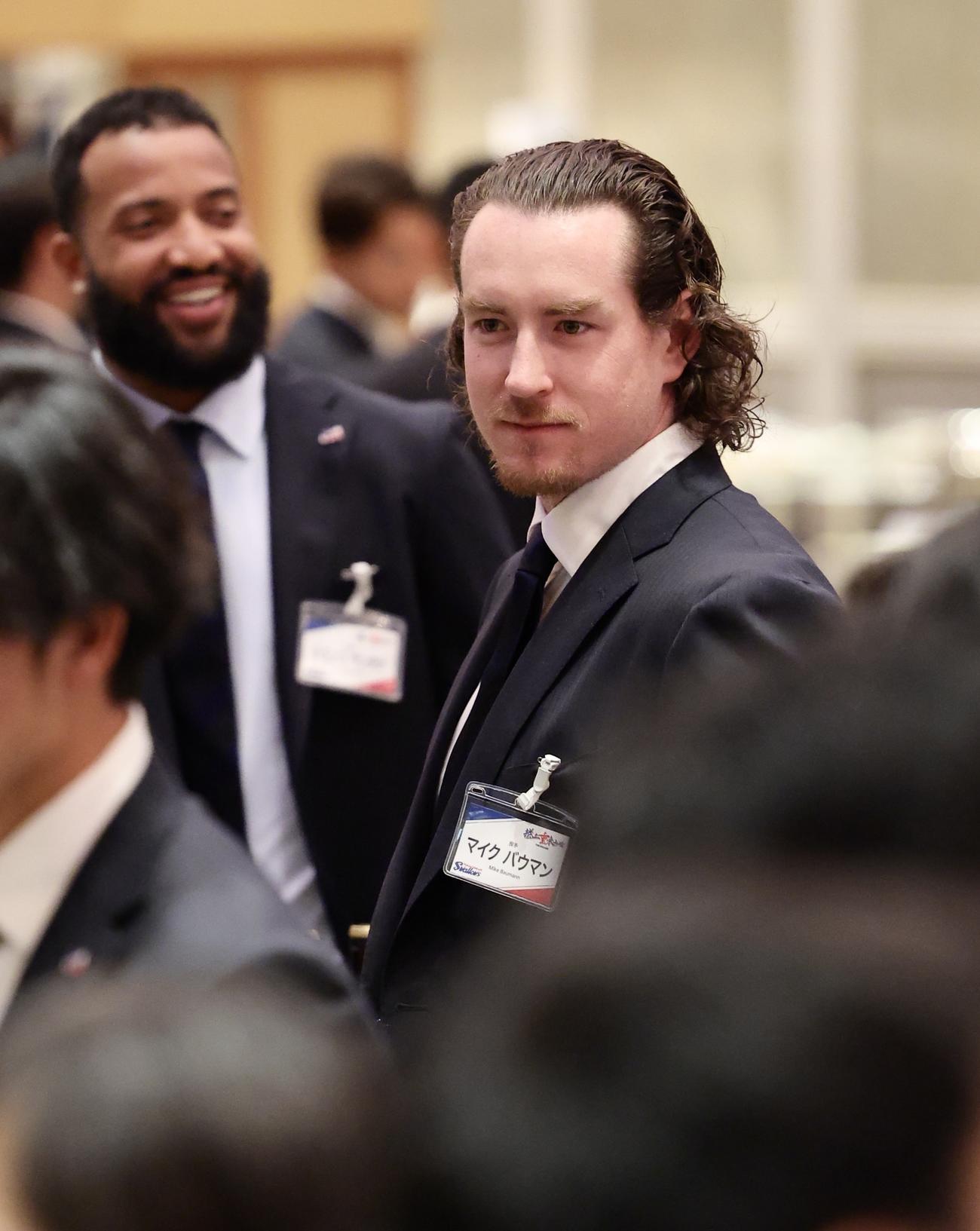 「東京ヤクルトスワローズ壮行会2025」に出席するヤクルト・バウマン（撮影・河田真司）